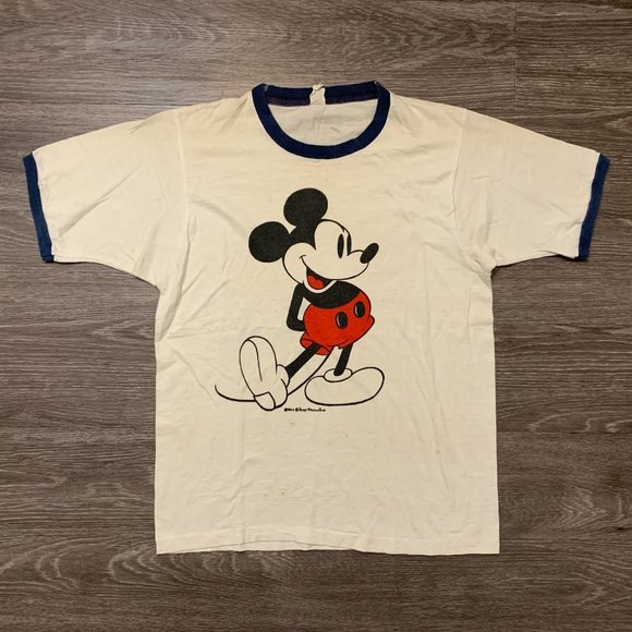Disney Other - Vintage 80s Thin Disney Mickey Mouse Ringer T-Shirt Sz. M
